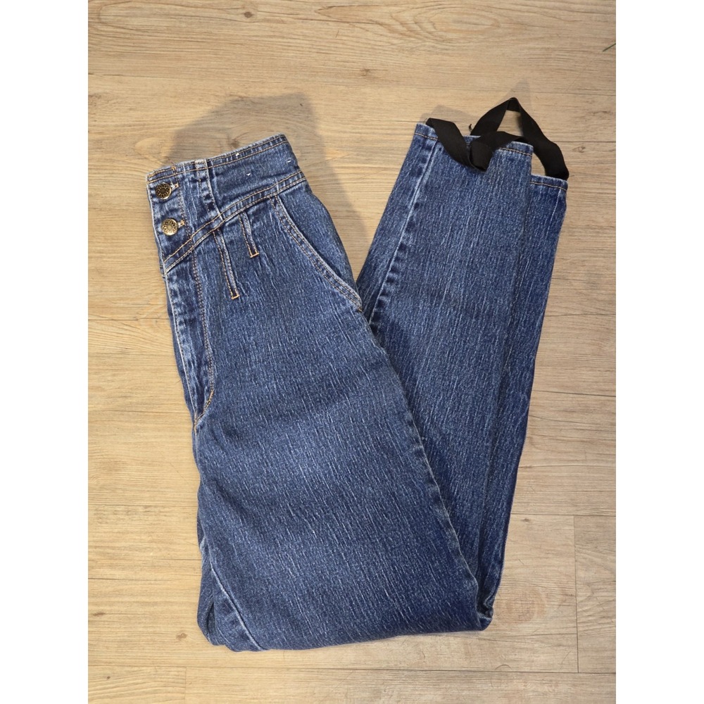Vintage 80's Pulse High Rise‎ Denim Stirrup Pants Size 7